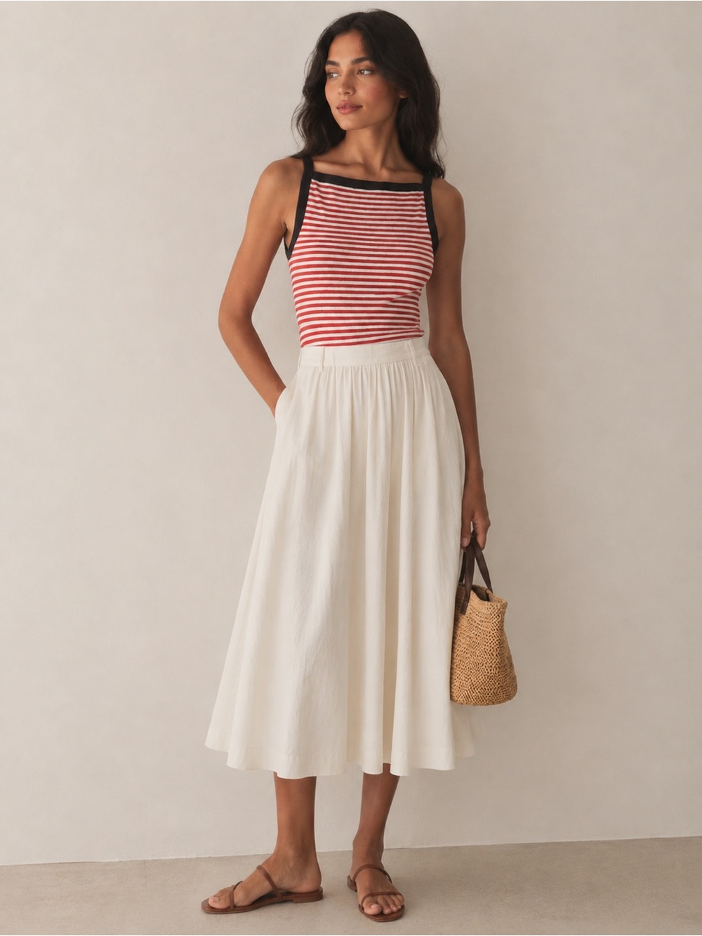 DÔEN Andrea Tank in Rouge Nantucket Stripe | L - Picture 6 of 12